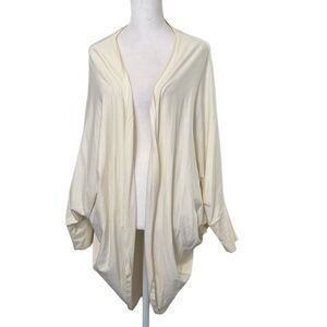 Elegant OSFM cream batwing cocoon boho open front cardigan EUC